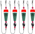 Fishing Floats Rigs Popping Corks for Saltwater Rattle Weighted Bobbers Fishing Tackle (4pcs, 2/3/4/5 in, Green/Yellow/Orange)