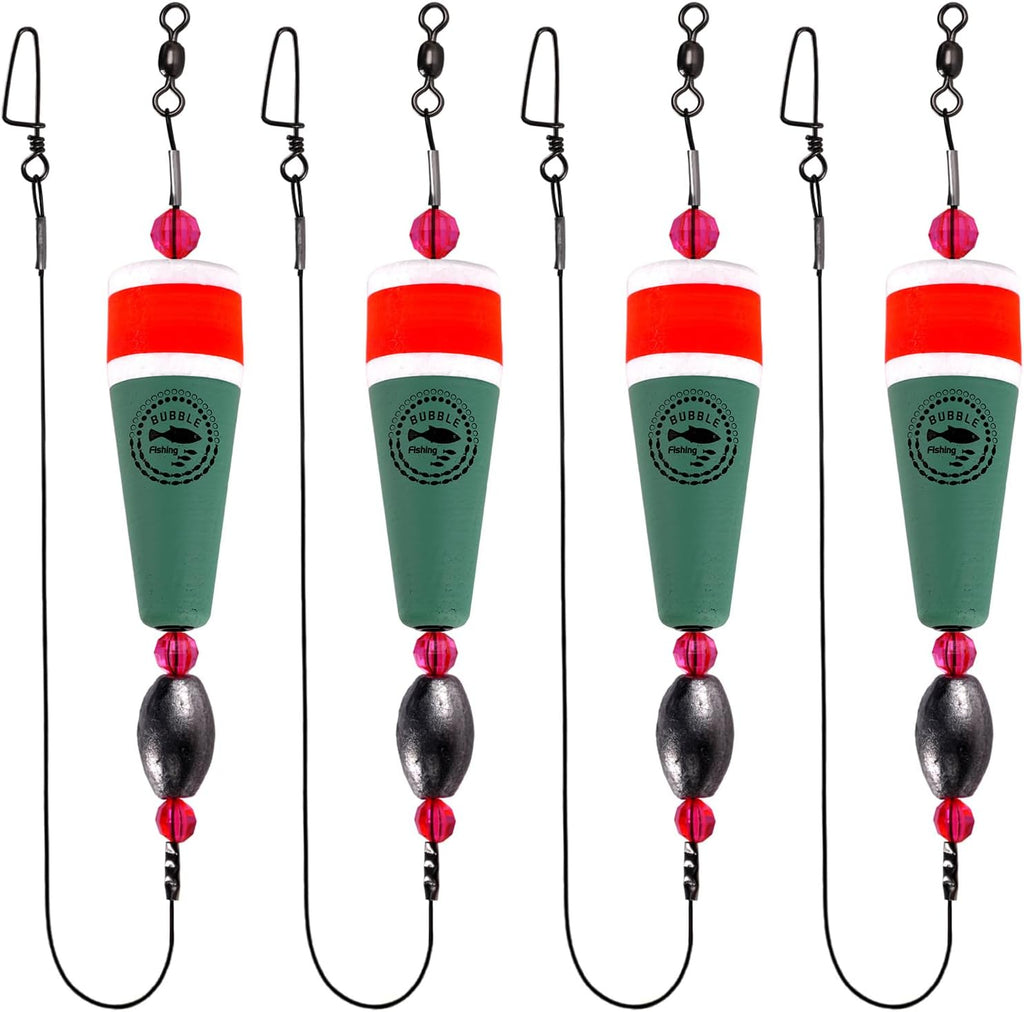 Fishing Floats Rigs Popping Corks for Saltwater Rattle Weighted Bobbers Fishing Tackle (4pcs, 2/3/4/5 in, Green/Yellow/Orange)