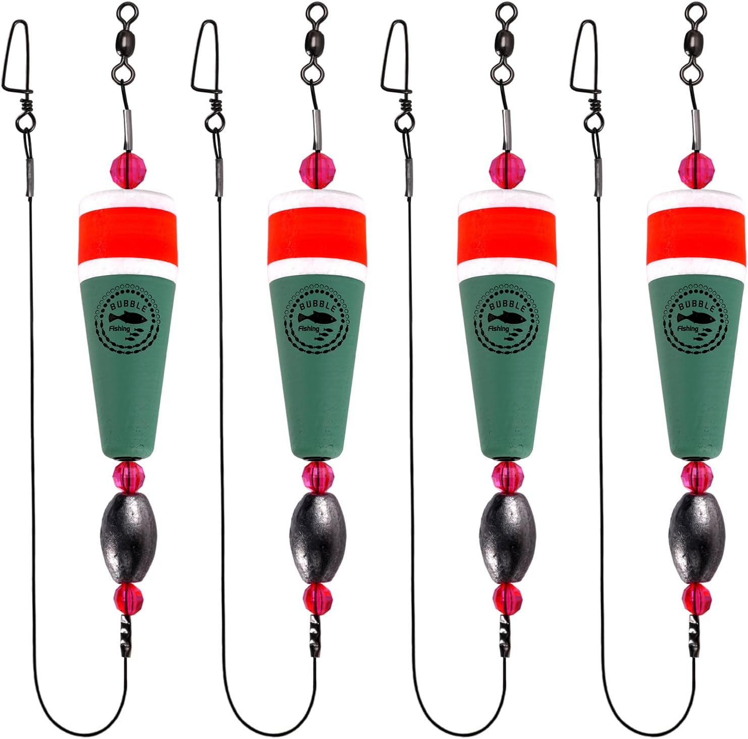 Fishing Floats Rigs Popping Corks for Saltwater Rattle Weighted Bobbers Fishing Tackle (4pcs, 2/3/4/5 in, Green/Yellow/Orange)