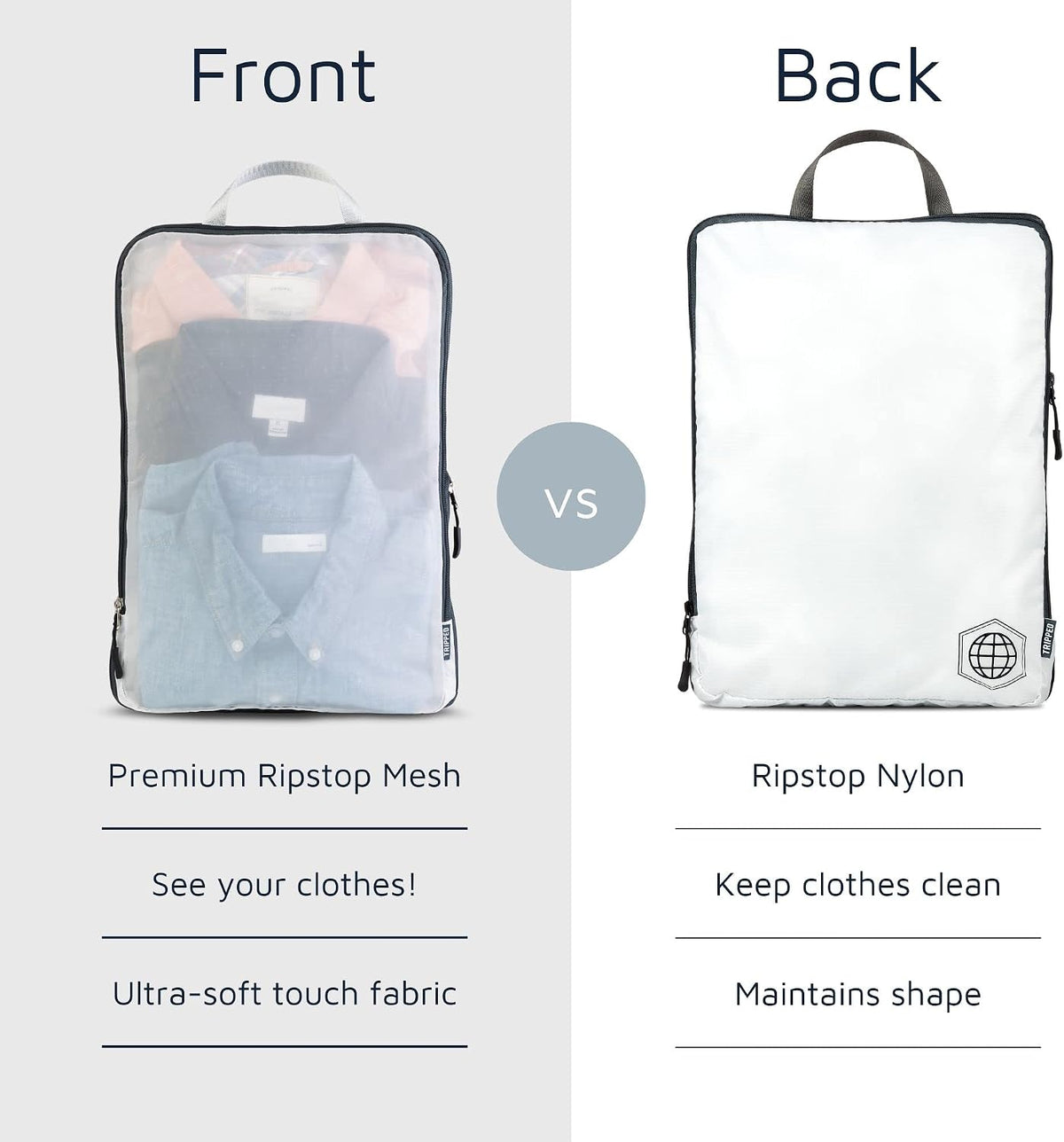 TRIPPED Travel Gear Large Compression Packing Cubes with Mesh 6-Piece Set