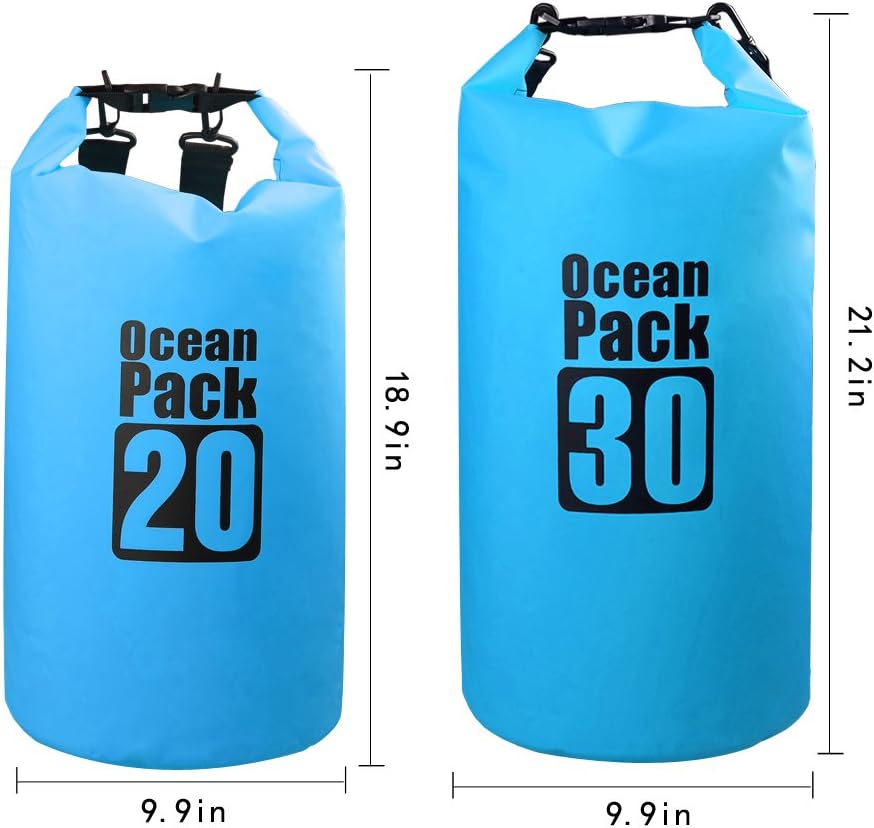 Dry Sack/Waterproof Bag for Boating, Kayaking, Hiking, Snowboarding, Camping, Rafting, Fishing and Backpacking (Blue, 30L)