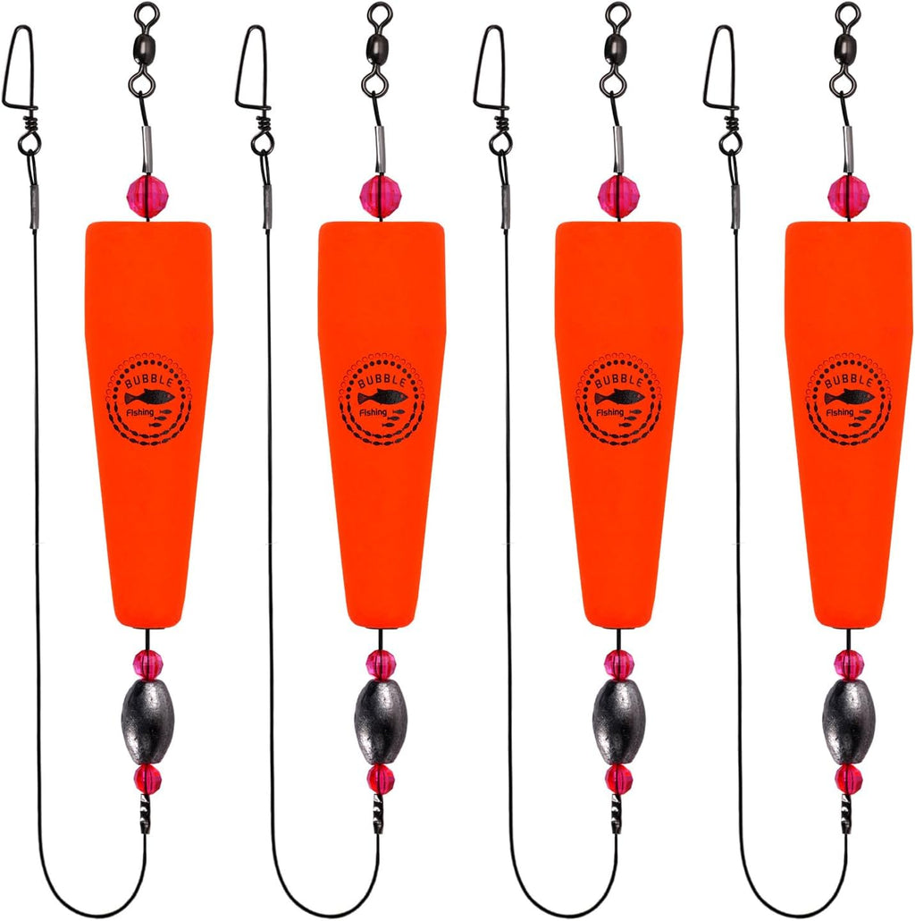 Fishing Floats Rigs Popping Corks for Saltwater Rattle Weighted Bobbers Fishing Tackle (4pcs, 4 in, Orange), set03