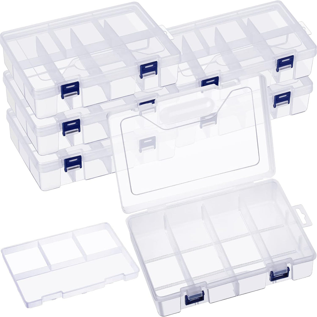 Honoson 6 Pack Fishing Tackle Box Organizer, Clear Waterproof Movable Tray