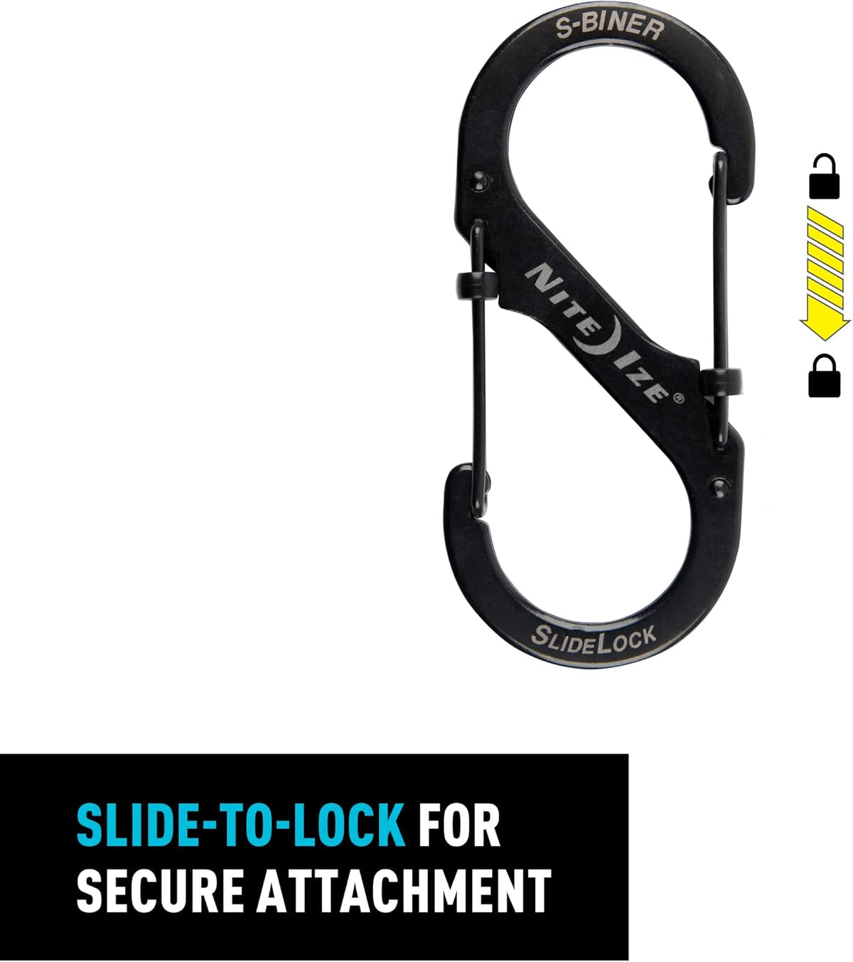 Nite Ize S-Biner SlideLock Stainless Steel - Double-Gated Accessory for Everyday Use - Lockable Dual Design - Independent Locking Mechanism - Securely Hold Keys & Gear