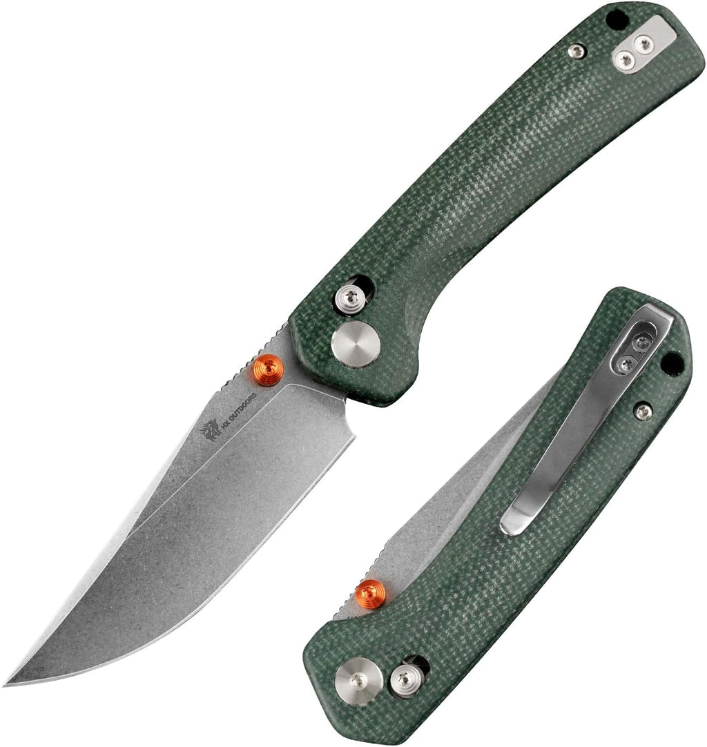 HX OUTDOORS 2.96"" pocket Knife Crossbar Lock Clip 14C28N Blade Micarta Handle