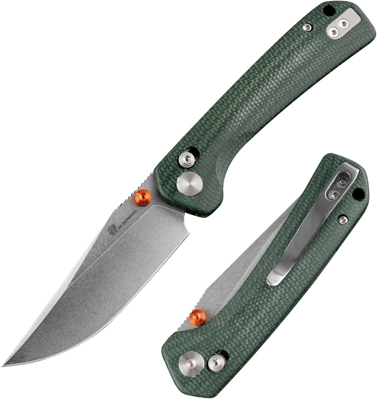 HX OUTDOORS 2.96"" pocket Knife Crossbar Lock Clip 14C28N Blade Micarta Handle