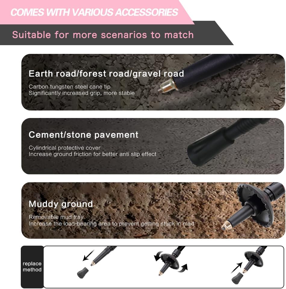 2 Pack Adjustable Hiking Trekking Poles Telescoping Walking Sticks
