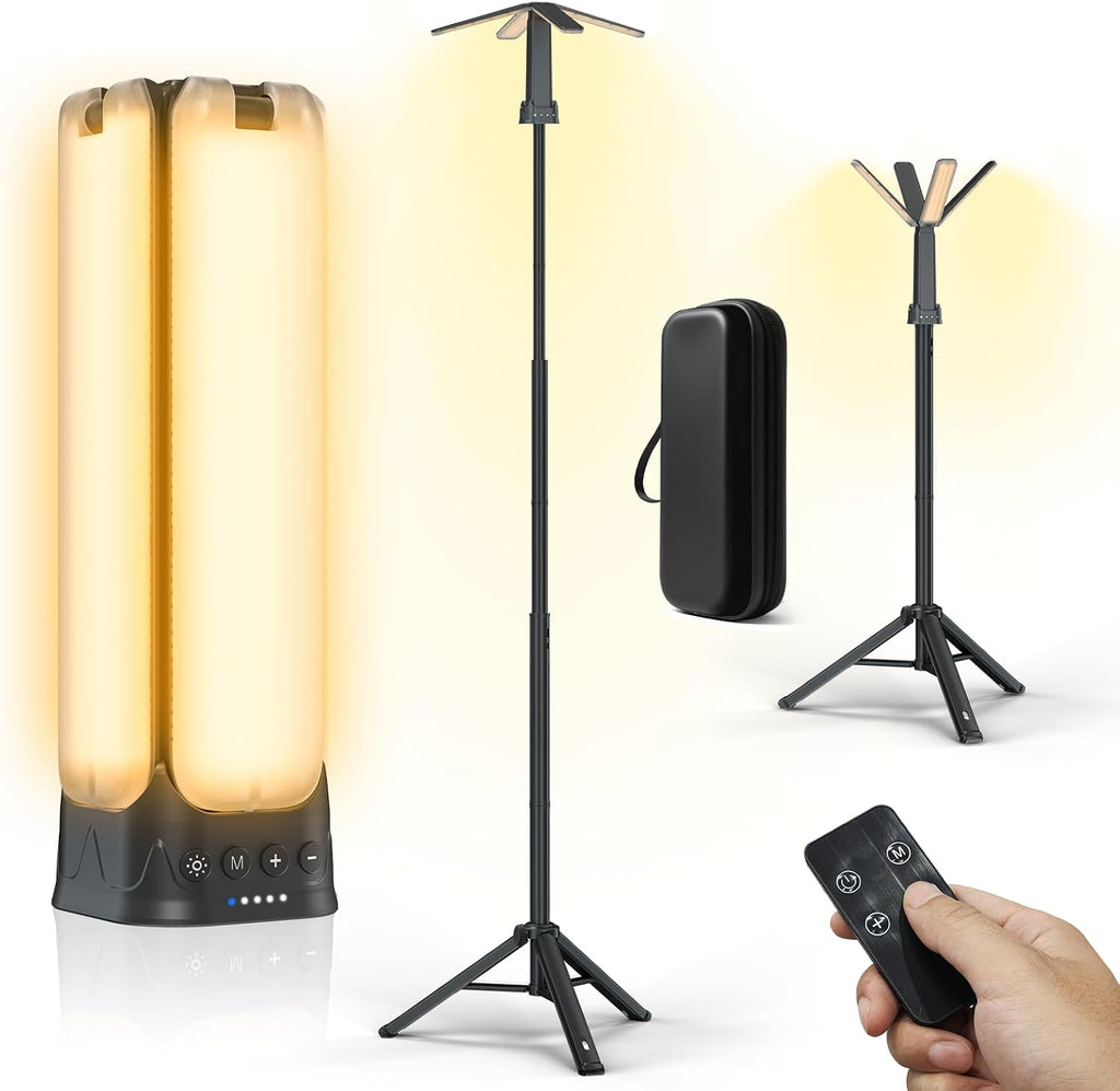 Clemas Camping Lights with Remote & Stand 6 Ft, 14000 mAh Rechargeable Camping Lantern Tent Light, 6000 Lumen Work Light, Portable Outdoor Light for Hiking, Camping, Emergency, Power Outages