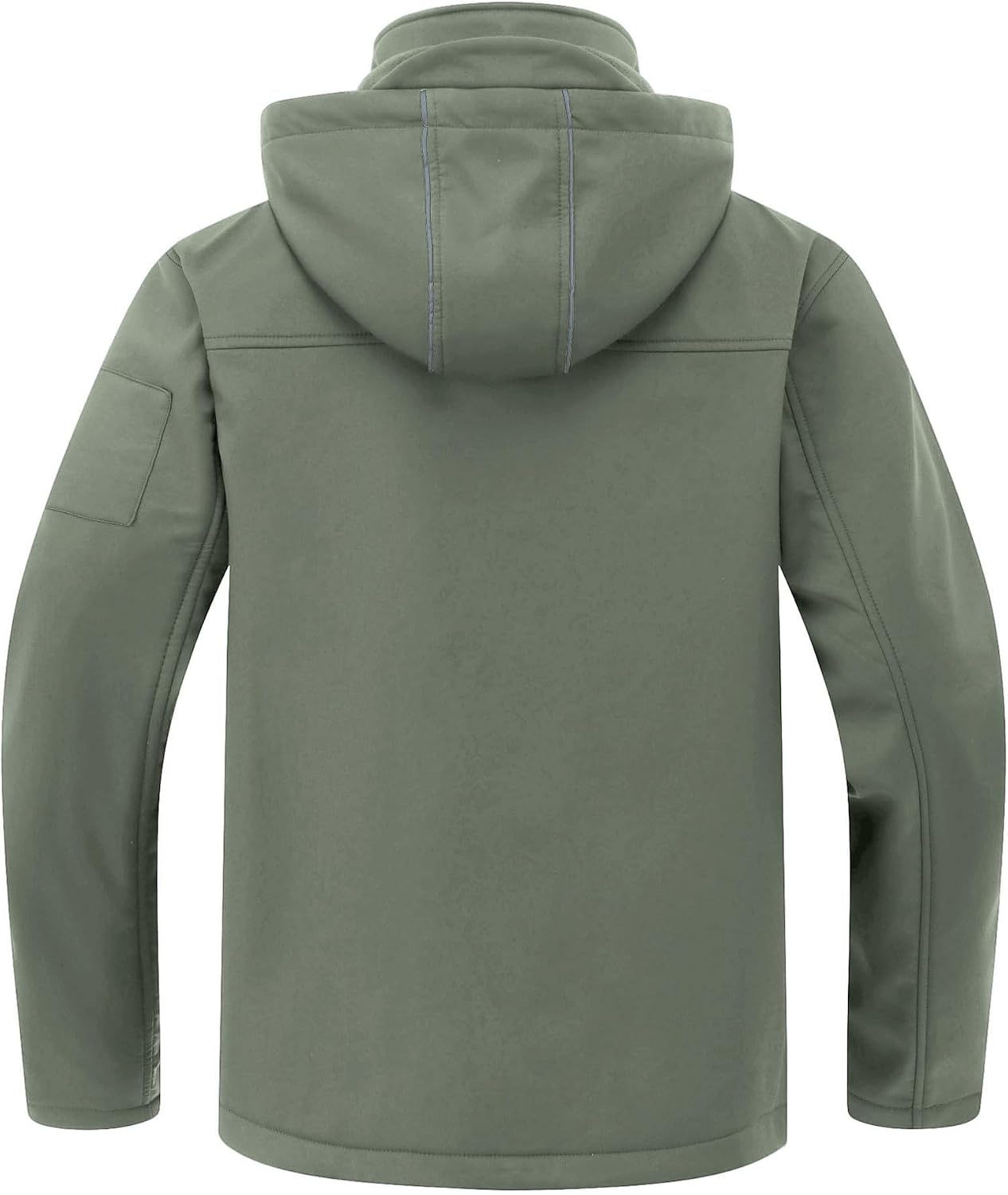 CREATMO US Men's Softshell Military Jacket With Removable Hood, Fleece Lined and Water Repellent Outdoor Reflective Coat