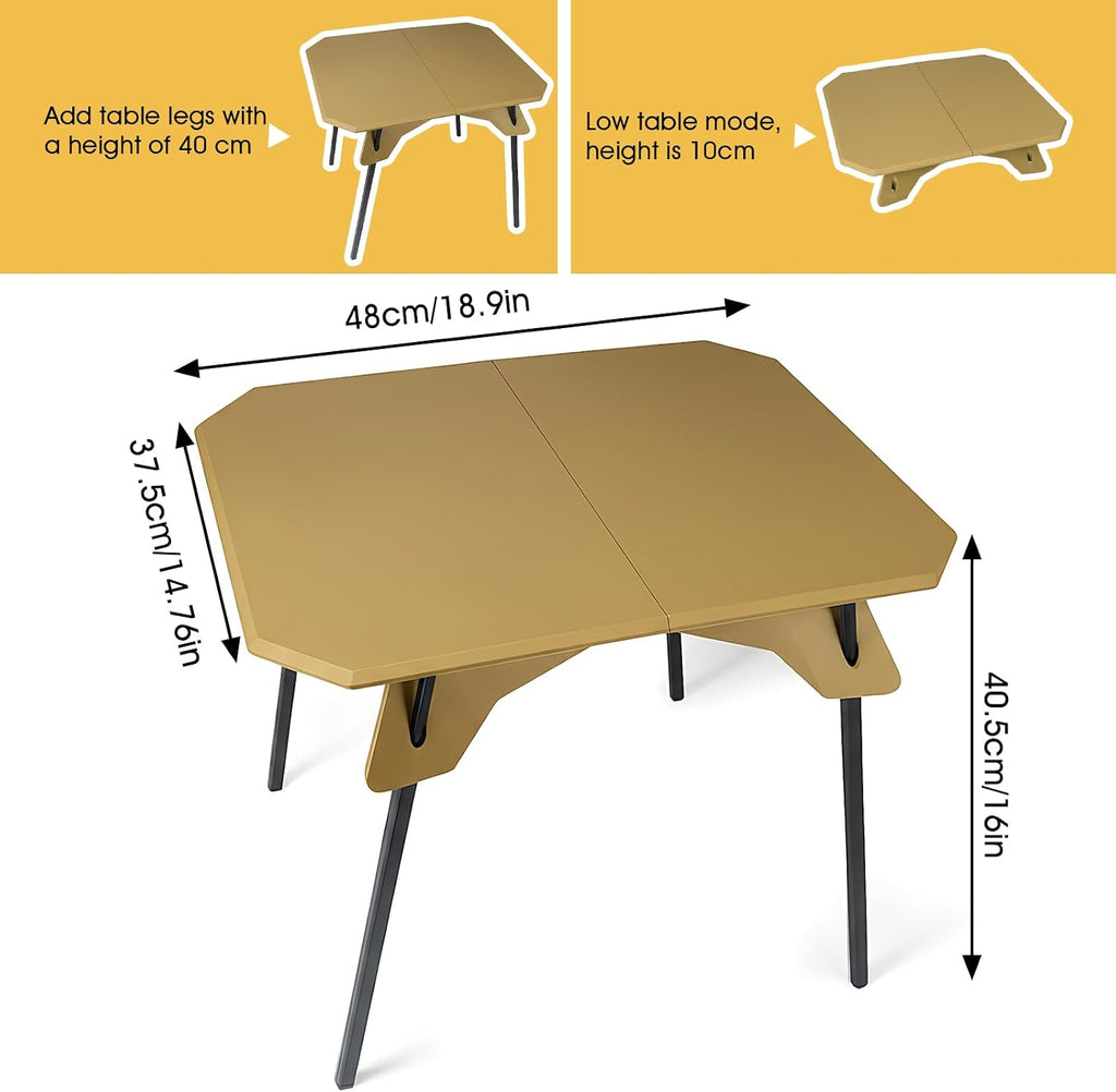 ele ELEOPTION Portable Small Folding Camping Table Aluminum Legs Khaki