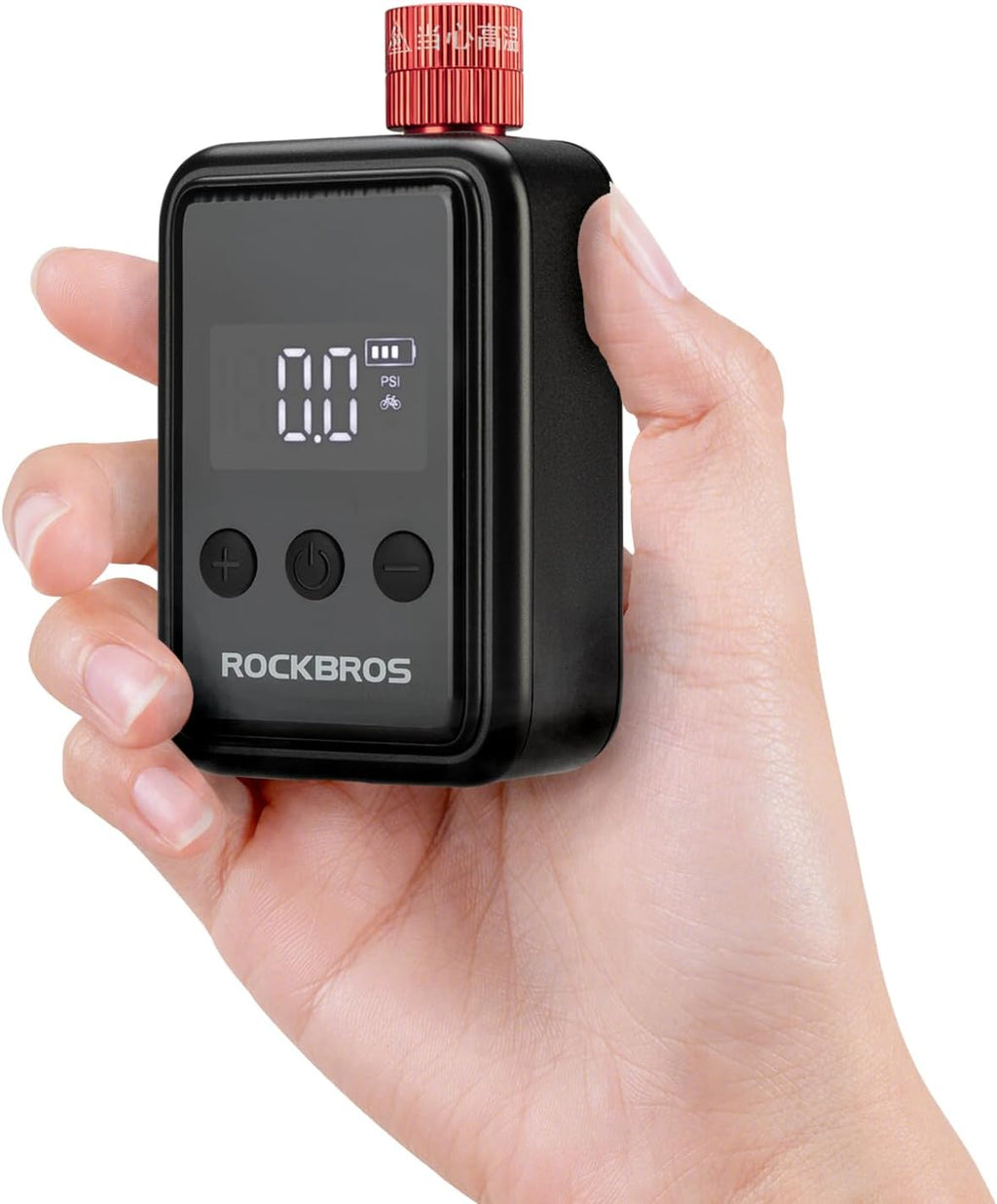 ROCKBROS Tiny Emergency Bike Pump HW-140 with Gauge, Max 150 PSI Electric Mini Pump with Protective Silicone Cover, Fully Charged Inflate 1x 700 * 25C Tire, Hose for Bike, MTB, Balls