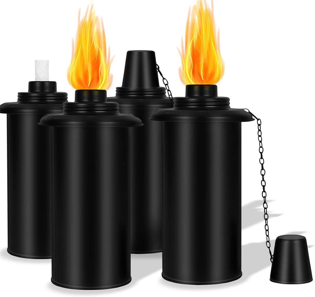 Torch Replacement Canisters 16oz, 4 Pack Bamboo Lantern Refillable Torches, Decorative Torch Canister Replacement for Yard, Patio, Deck, Garden, Party, Landscape (16oz-4pcs)