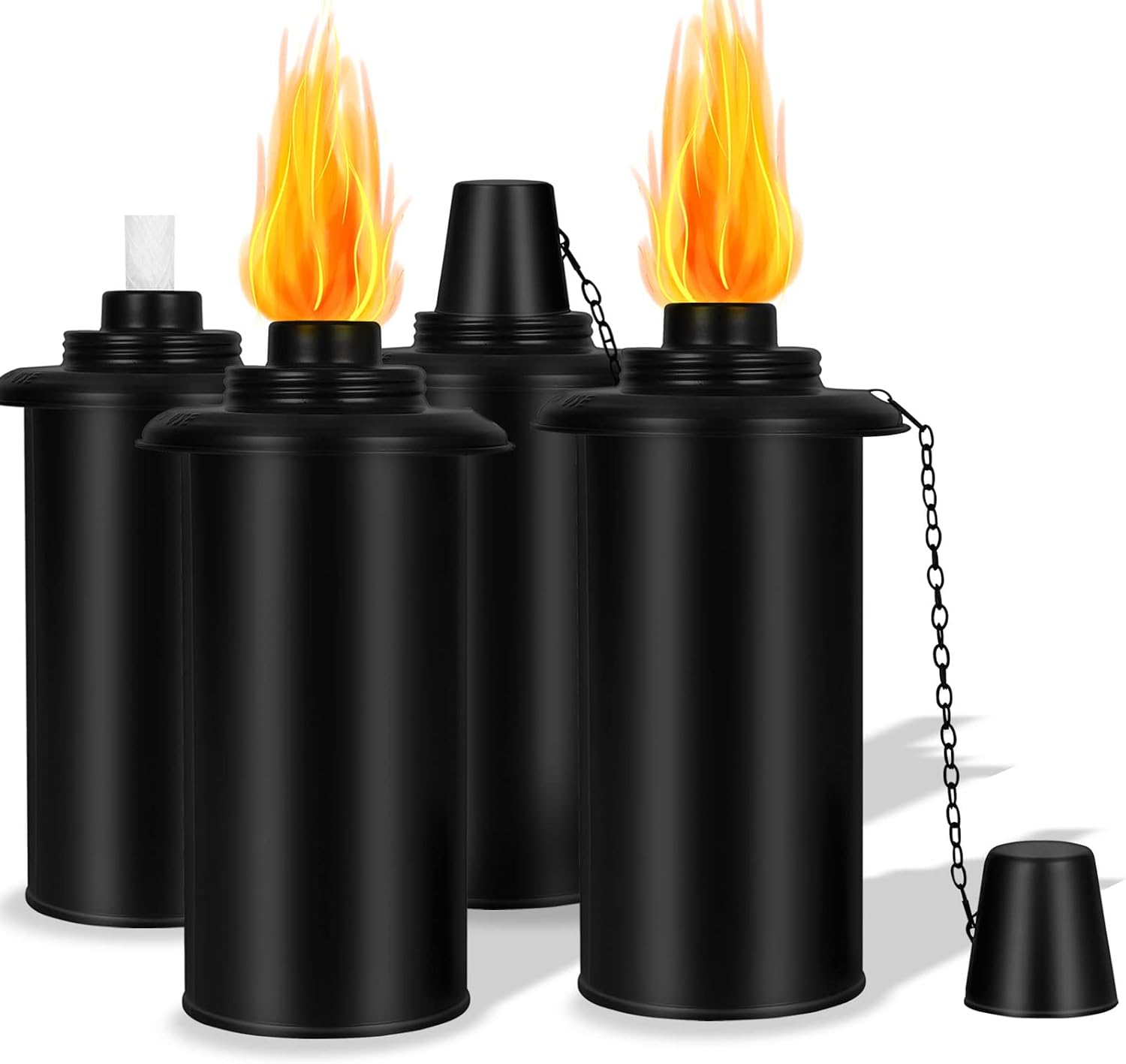 Torch Replacement Canisters 16oz, 4 Pack Bamboo Lantern Refillable Torches, Decorative Torch Canister Replacement for Yard, Patio, Deck, Garden, Party, Landscape (16oz-4pcs)