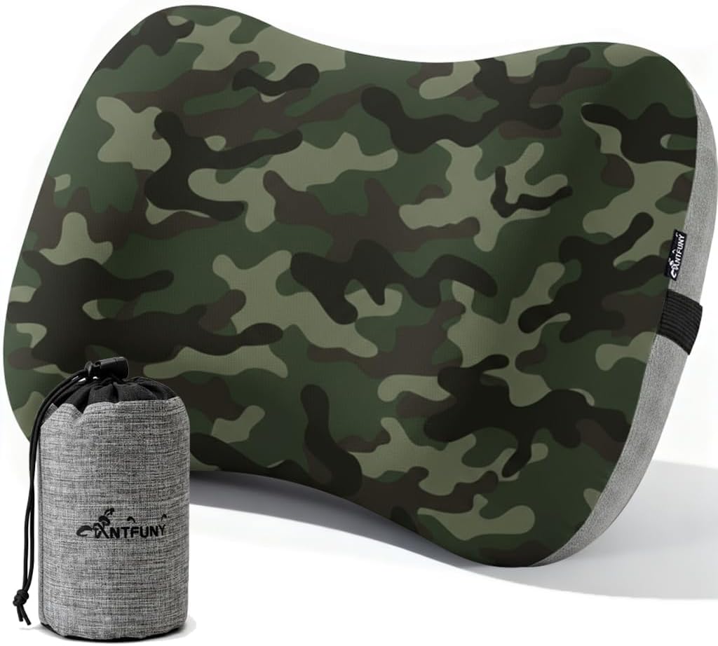 Inflatable Neck Pillow for Camping Backpacking Beach Small Ultralight Portable Hiking Gear Sleeping Bag Pad Fan Foldable Table Stove String Light Toilet Shower Cookware Flashlight Couch Accessories