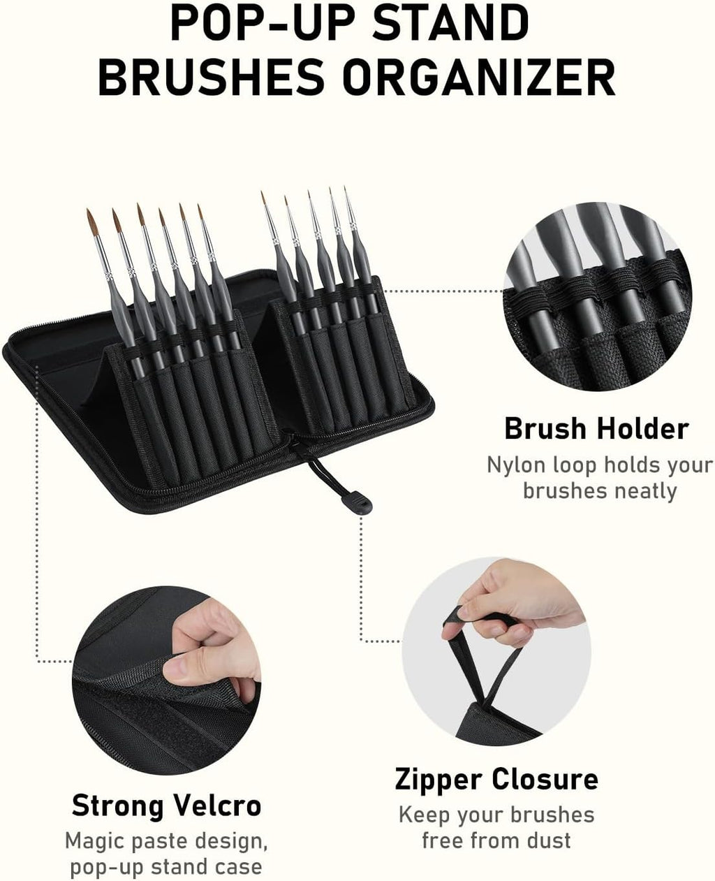 Nicpro Kolinsky Sable Miniature Paint Brushes, 11PCS Fine Detail Brush Set