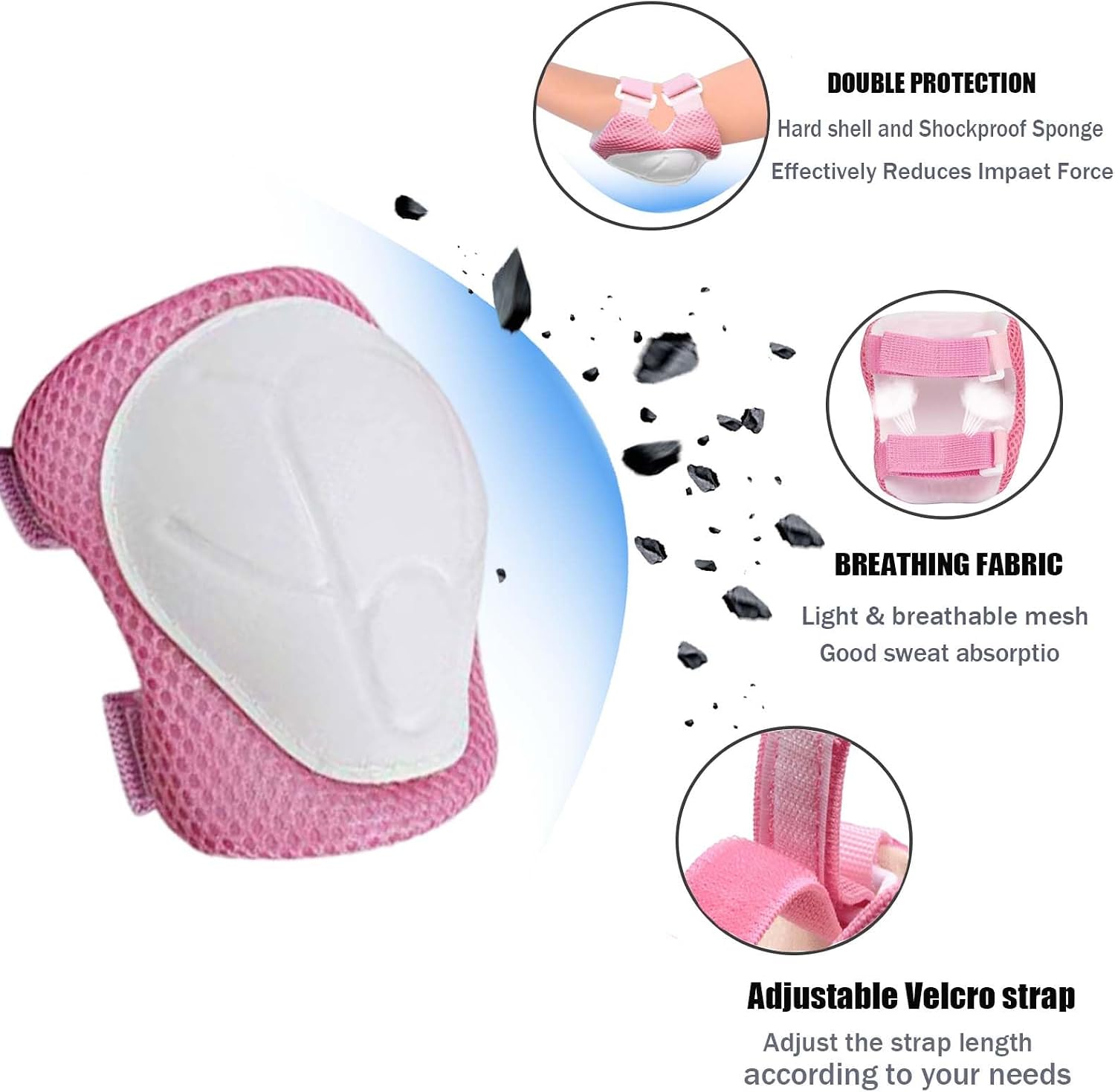 Kids/Youth Knee Pads Elbow Pads for 3-14Years Boys Girls 6 in 1 Kids Protective Gear Set Adjustable for Skating Cycling Bike Rollerblading Scooter Roller Skates