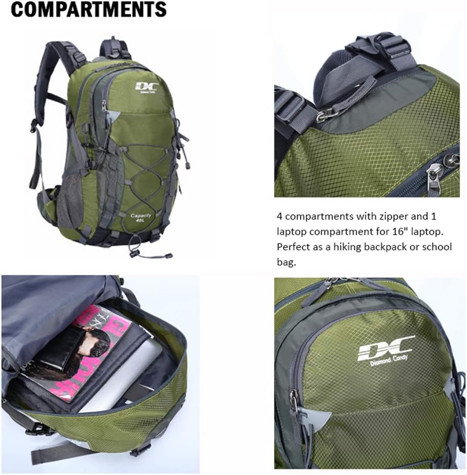 Diamond Candy 40L Hiking Backpack Waterproof Daypack for Men and Women