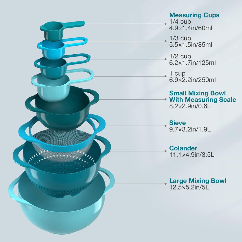 Pantula Mixing Bowls-Plastic Nesting Set of 8, Rv Camper Accessories
