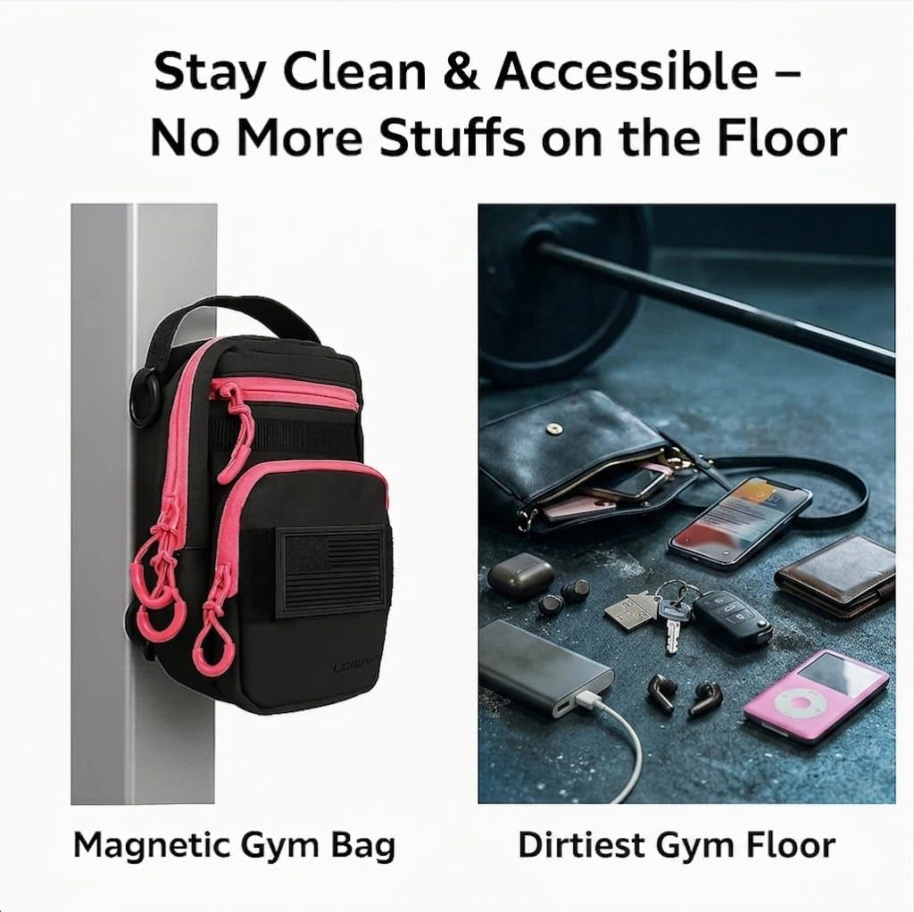 LEPHYON Magnetic Gym Bag Women, Small Gym Bag for women, Crossbody Mini Bags with Strong Magnets, USB Charging Port, Multi-Carry Design, Perfect for Workout, Best Gift for Fitness Lover