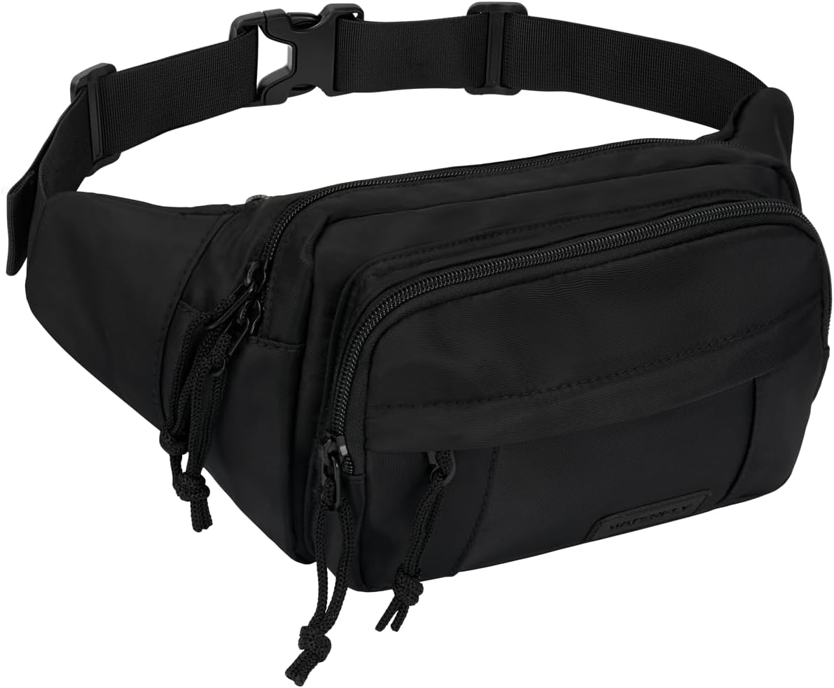 WATERFLY Fanny Pack Waist Bag: 2.5L Large 5 Zipper Pockets for Women Men