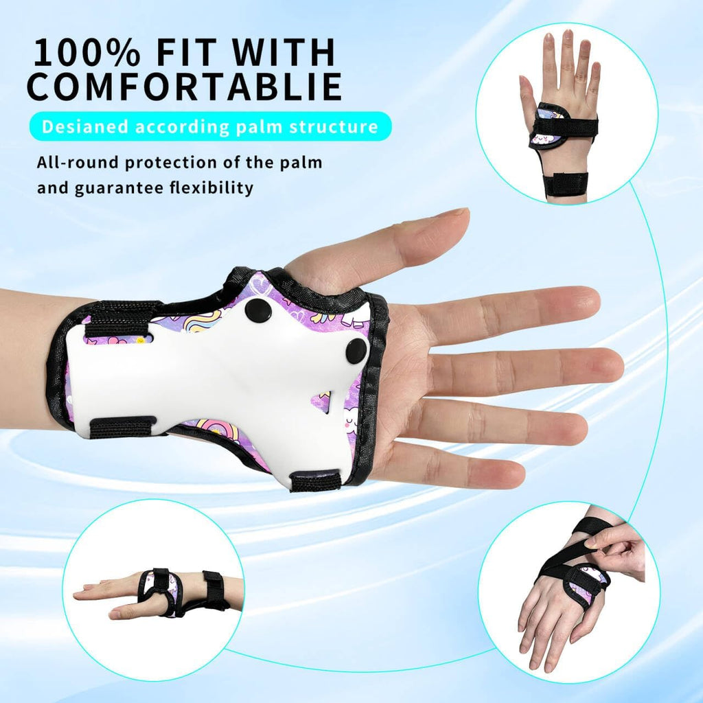Skateboard Pads for Kids,Elbow Pads and Wrist Guards Protective Gear,Strong Double Straps&Adjustable Easy-Fix Clips for Skateboarding,Rollerblading,Scooters,Bicycle