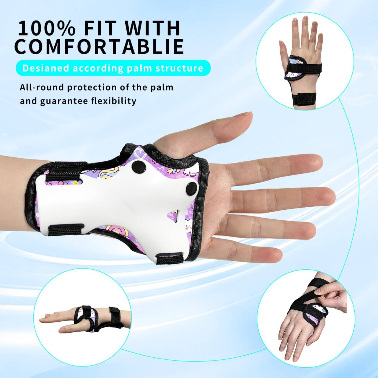 Skateboard Pads for Kids,Elbow Pads and Wrist Guards Protective Gear,Strong Double Straps&Adjustable Easy-Fix Clips for Skateboarding,Rollerblading,Scooters,Bicycle
