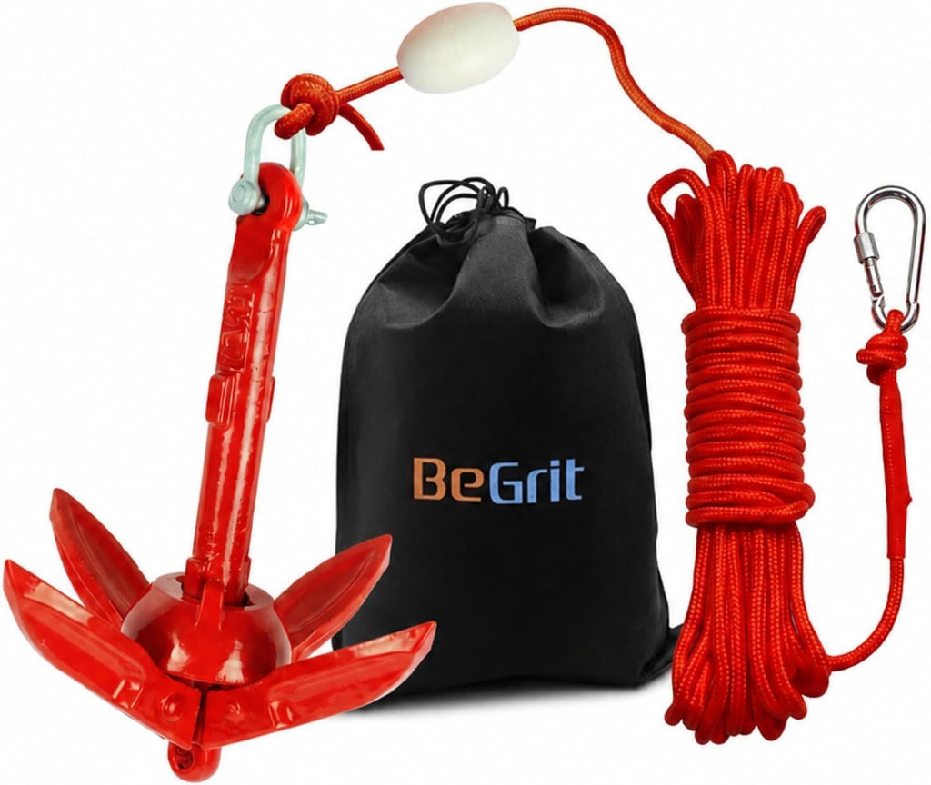 BeGrit Small Kayak Anchor w/Rope, Folding Marine Anchor for Paddle Board