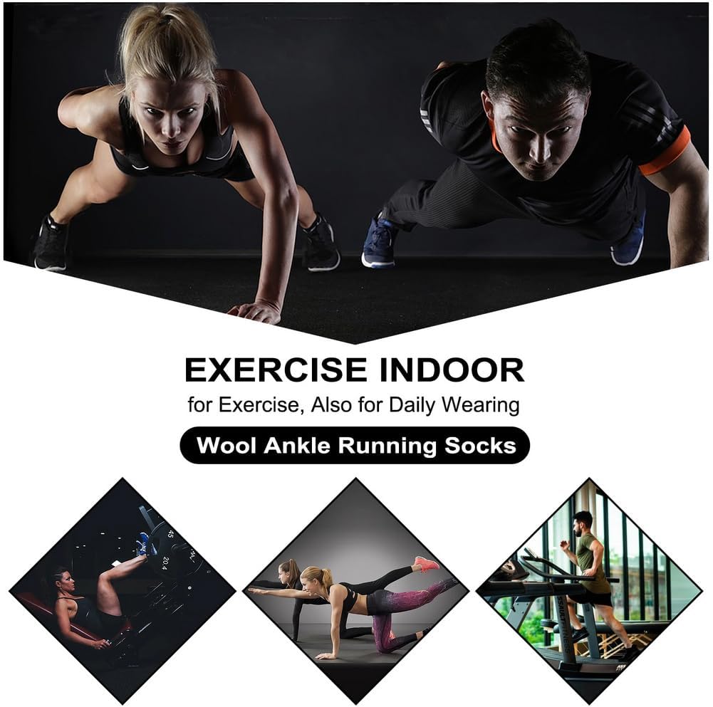 Busy Socks Merino Wool Compression Support Ankle Running Hiking Socks for Men Women, Soft Thick Cushion Tab Socks 3/6 Pairs
