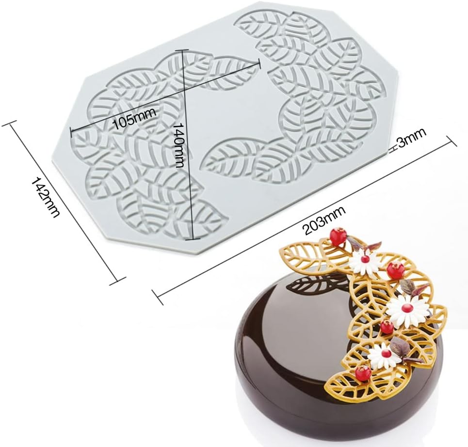 Hollow Leaf Silicone Molds Lover Heart Chocolate Molds Geometry 3D Silicone Mould Chocolate Candy Leaf Mold Sugar Craft Cake Decoration Cupcake Top (H_Leaf_8.12 * 5.68 * 0.12inch)