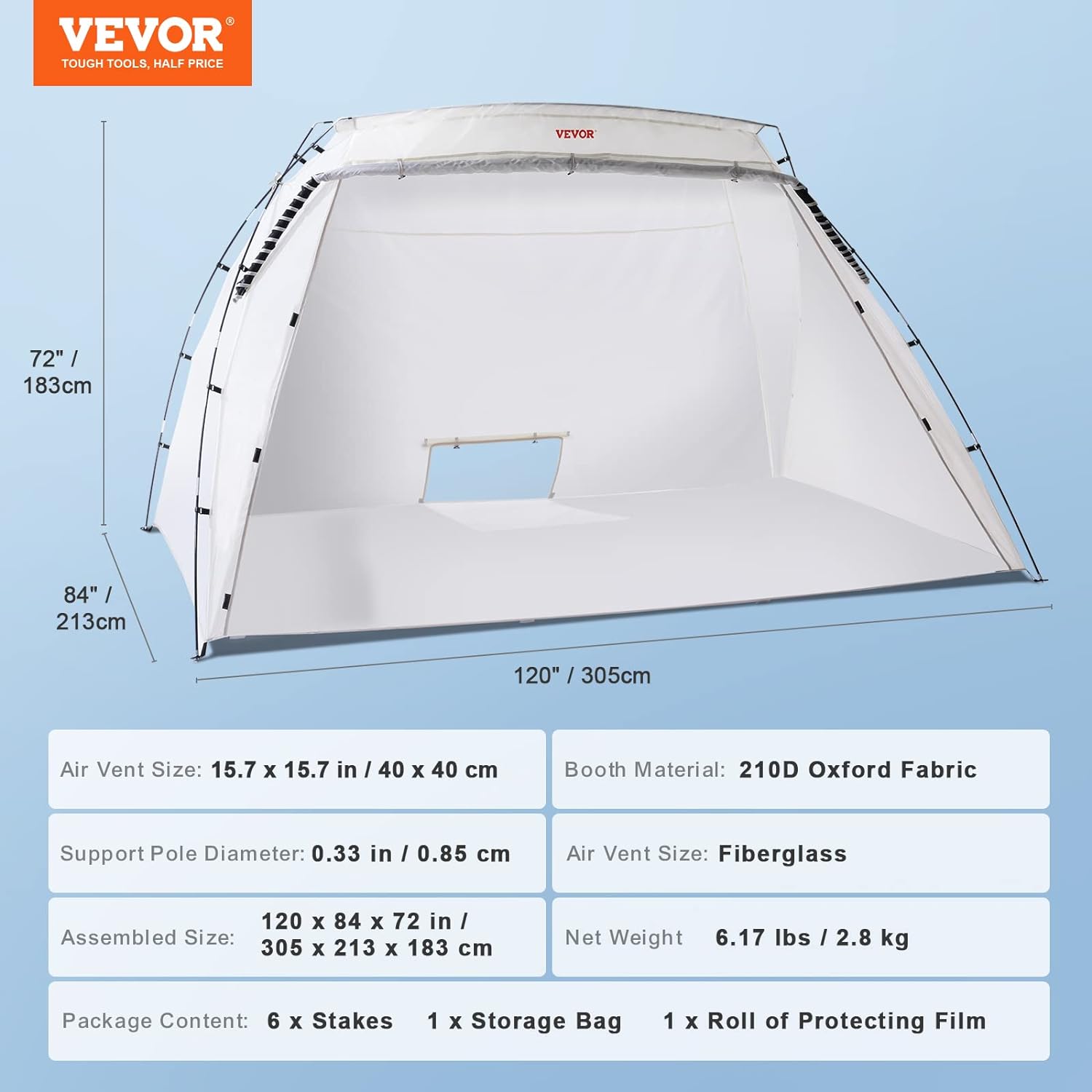 VEVOR Portable Paint Booth 10 x 7 x 6 ft Extra Large Spray Paint Tent Kit