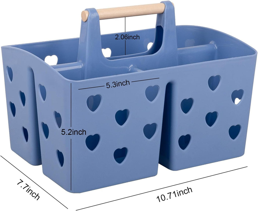 Portable Shower Caddy Plastic Shower Basket Organizer with Handle Dark Blue