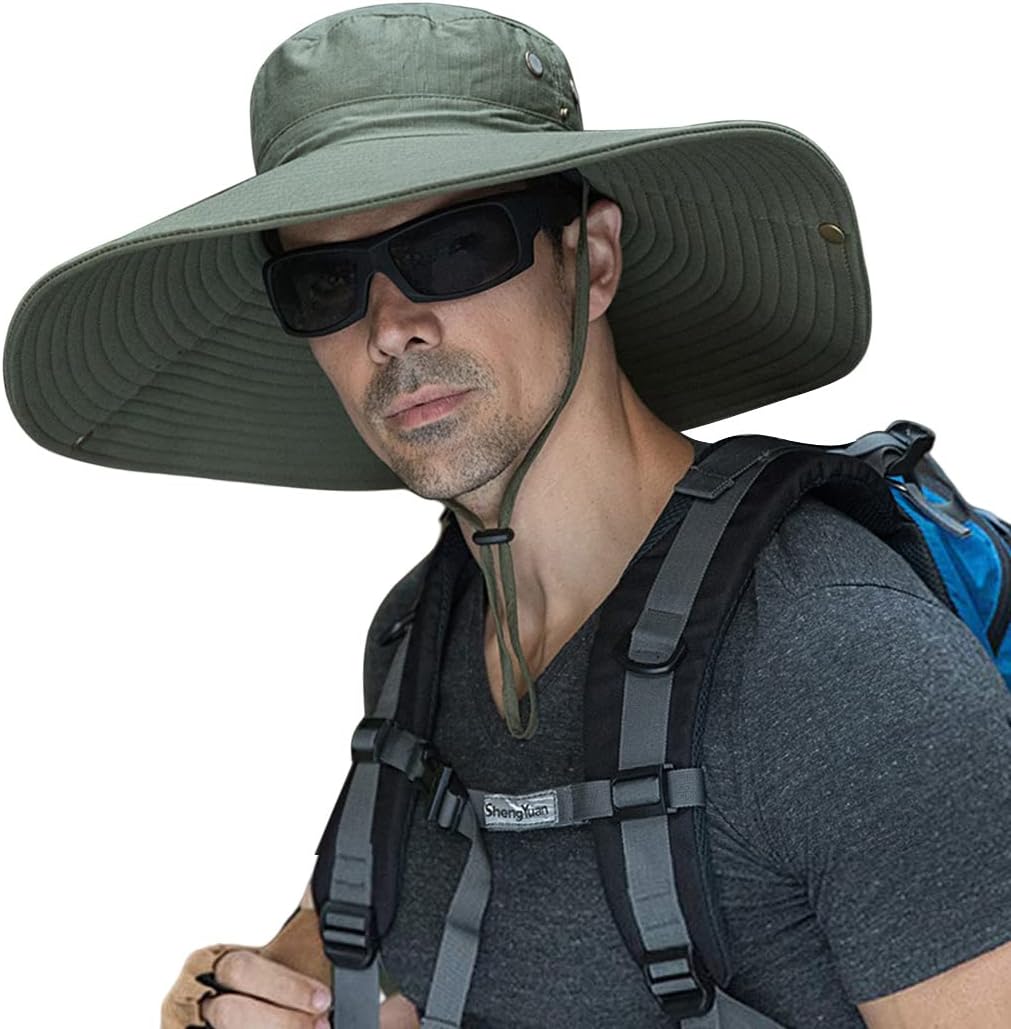 HUAMULAN Men Wide Brim Sun Hat Summer Outdoor Women Bucket Fishing Hats