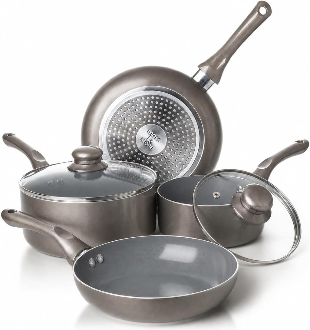 Moss & Stone Pots and Pans Set Nonstick, 6-Piece Induction Cookware Set
