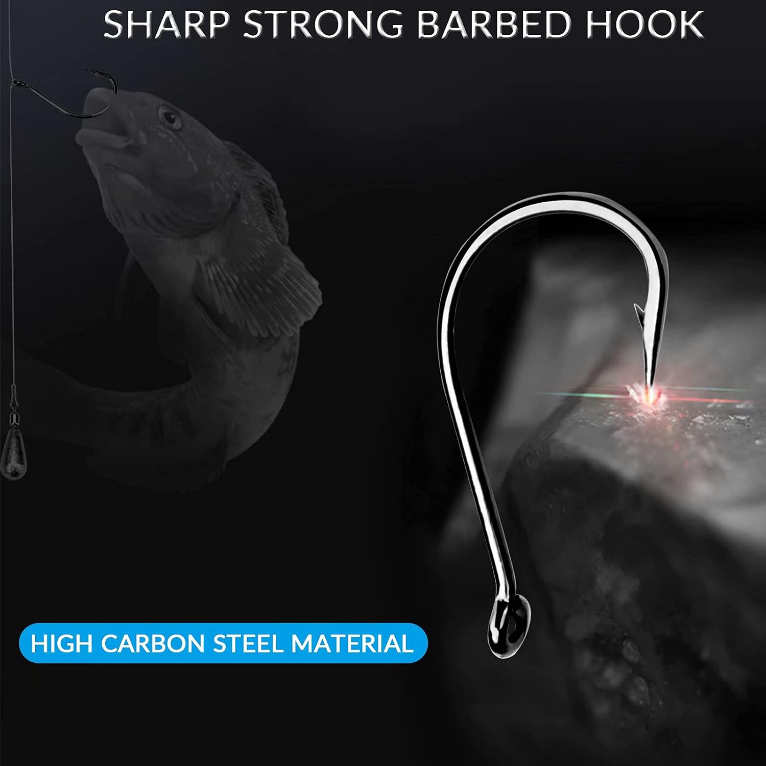 thkfish 50Pcs/100Pcs/Box Fishing Hooks Drop Shot Hooks Wacky Worm Fish Hooks Size #3#2#1 1/0 2/0 Offset Circle Hooks for Fishing