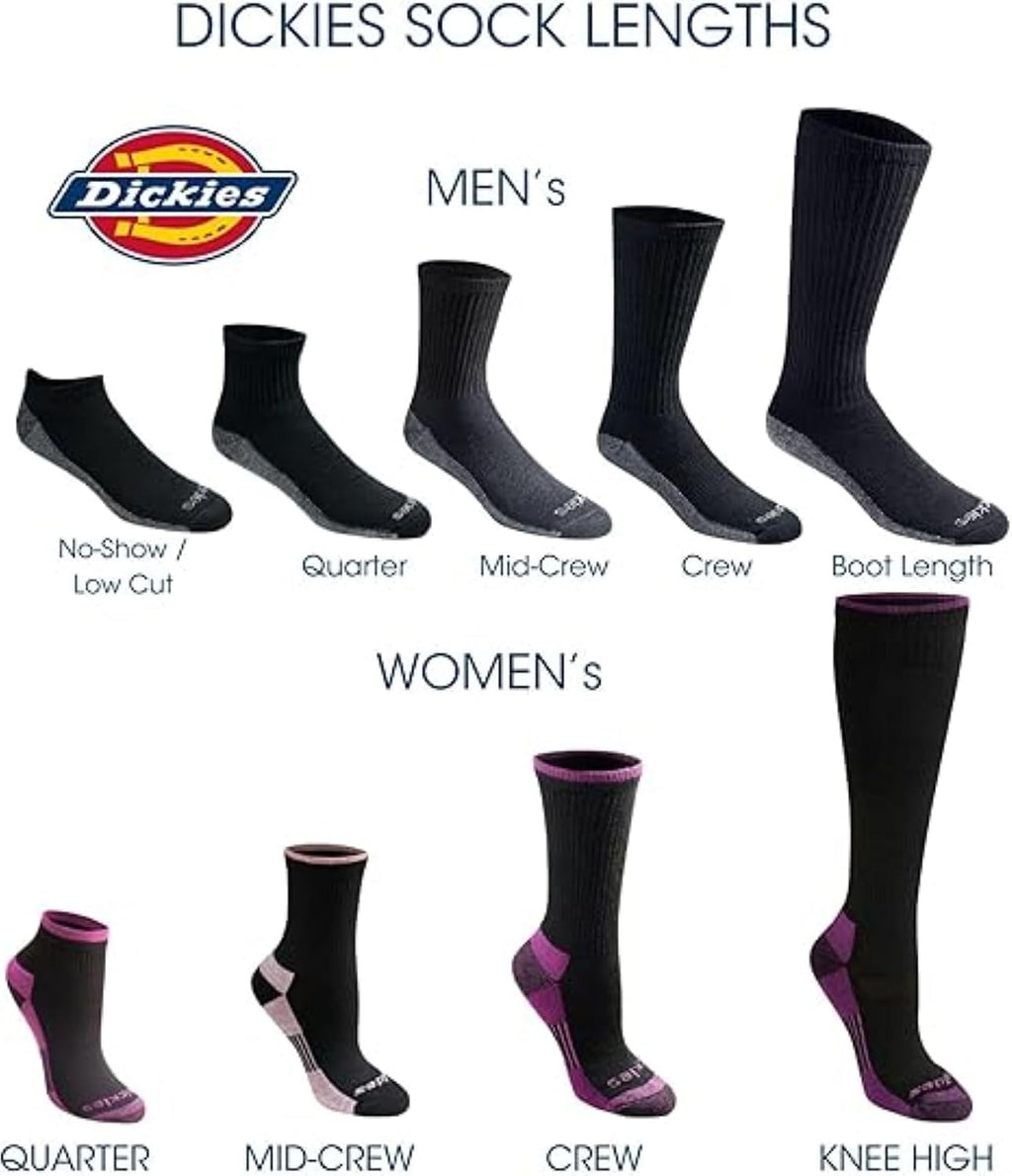 Dickies Men's Dri-Tech Moisture Control Quarter Socks, Available in M-XXL (6, 12, 18 Pairs)