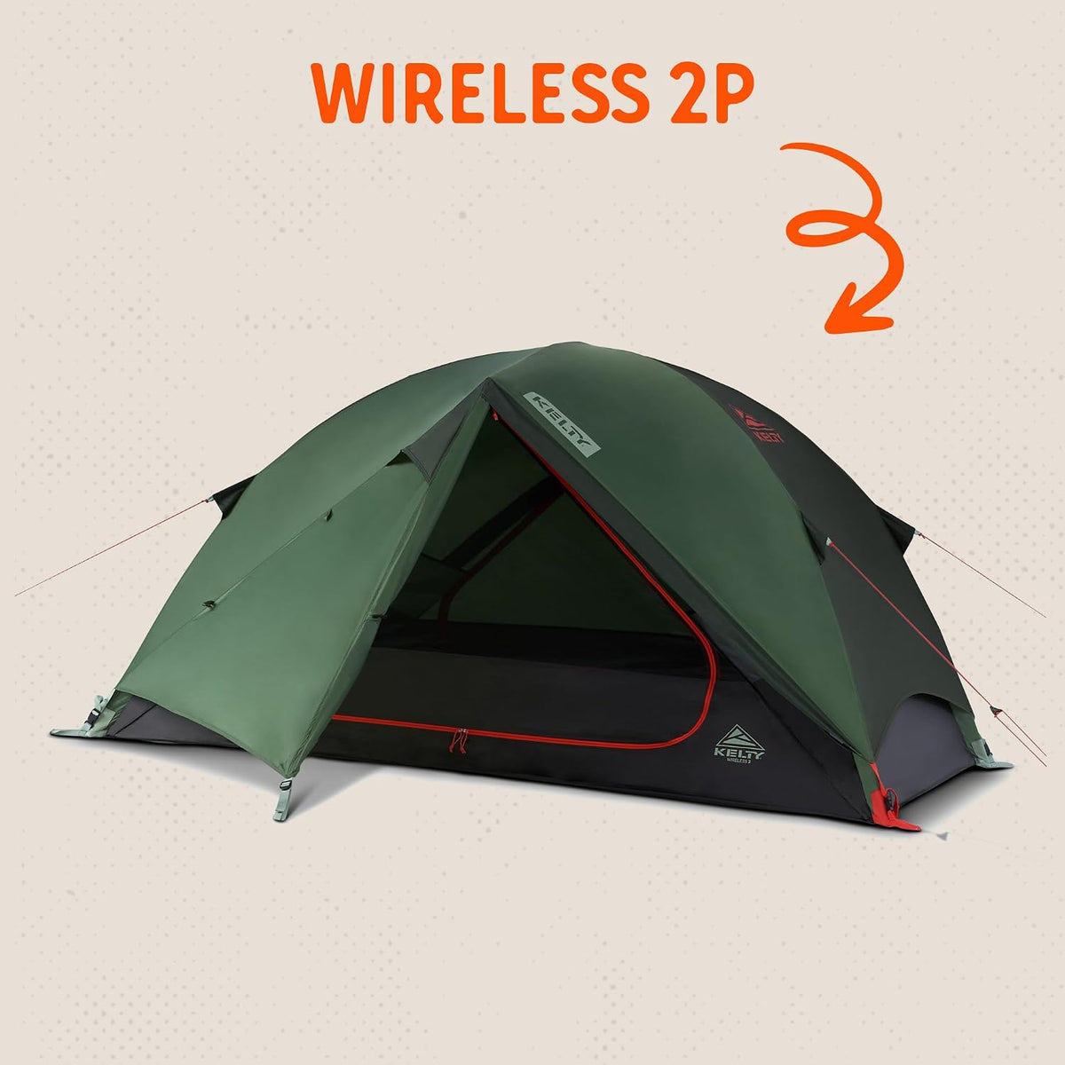 Kelty Wireless Freestanding Camping Tent, 2 4 or 6 Person Size, Huge Interior and Peak Height, Intuitive + Easy to Pitch, Color Coded Setup