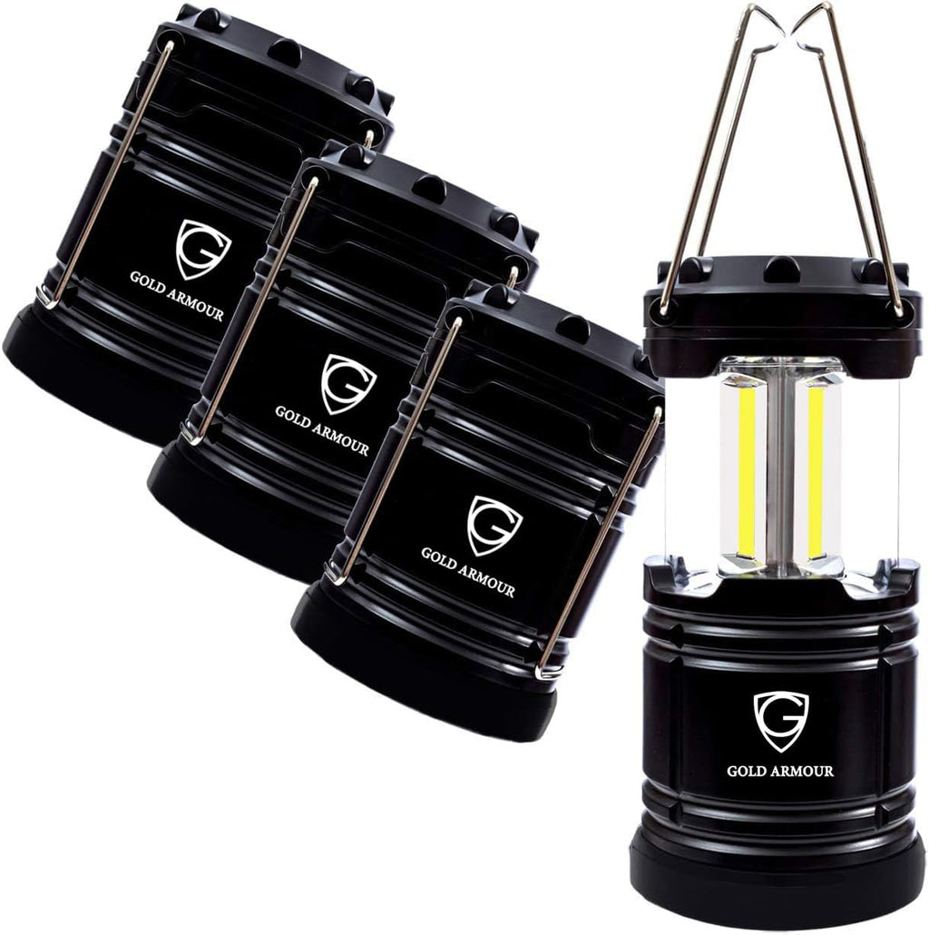 Gold Armour Camping Lantern, Battery Powered LED Lanterns, Survival Kits for Power Outages, Hurricane, Emergency, Portable Camping Essentials