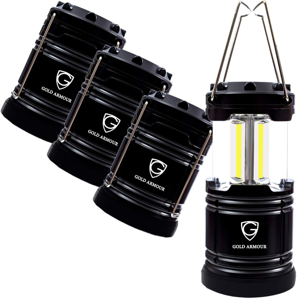 Gold Armour Camping Lantern, Battery Powered LED Lanterns, Survival Kits for Power Outages, Hurricane, Emergency, Portable Camping Essentials