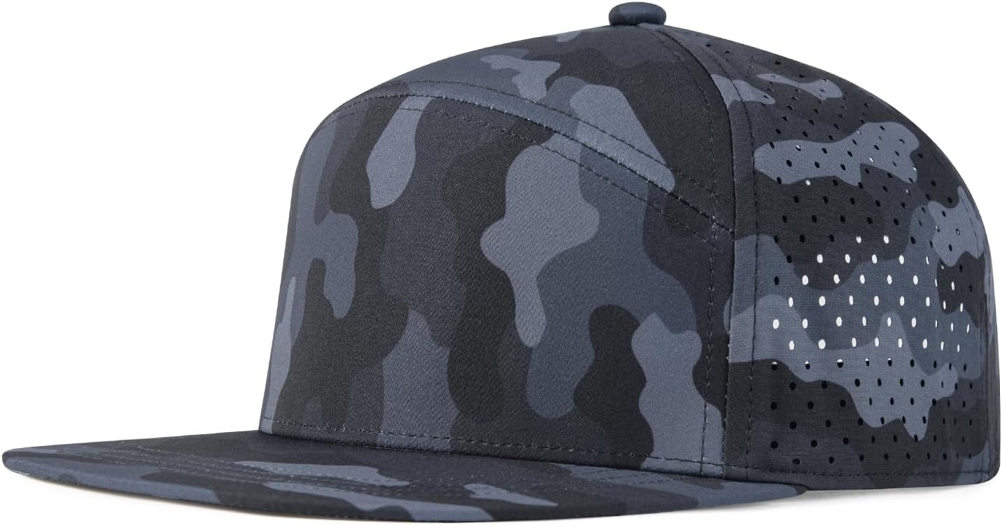 FEINION Men Laser Mesh Flat Brim Snapback Baseball Cap