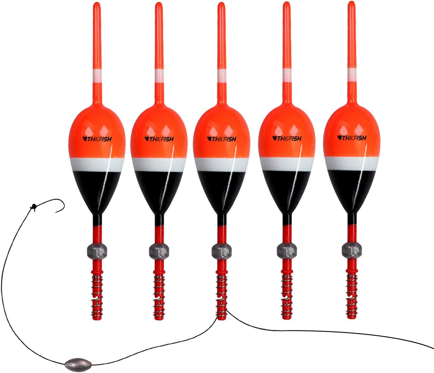 THKFISH Balsa Wood Spring Bobbers with Oval Slip Bobbers, Fishing Floats