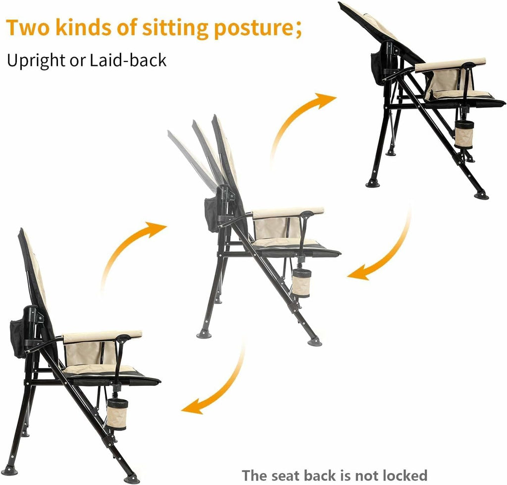 REALEAD Camping Chairs for Adults with Adjustable Backrest & Lumbar Support