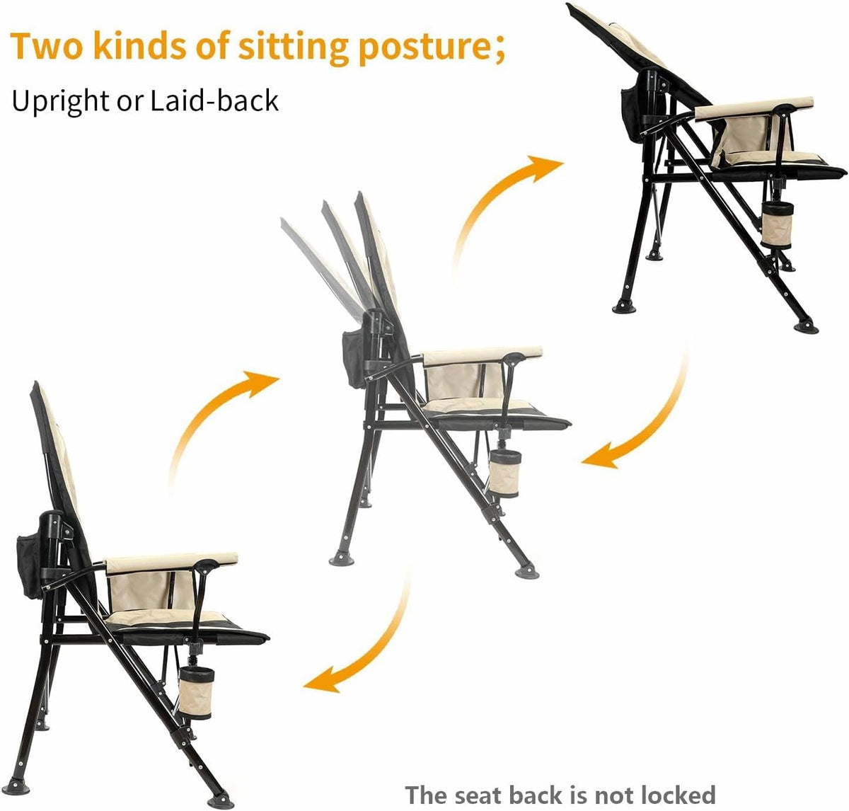 REALEAD Camping Chairs for Adults with Adjustable Backrest & Lumbar Support