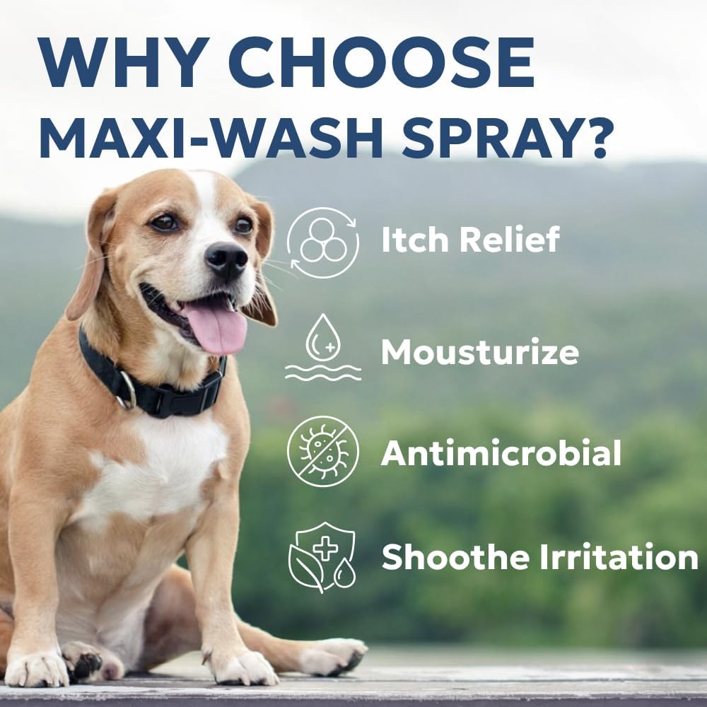 Forticept Maxi-Wash Hot Spot Cleansing Spray Treatment, Wound Care & Itch Relief Spray for Dogs and Cats. Relives Scratching, Rashes, Sores, Itchy Skin and Paw Licking 8 oz
