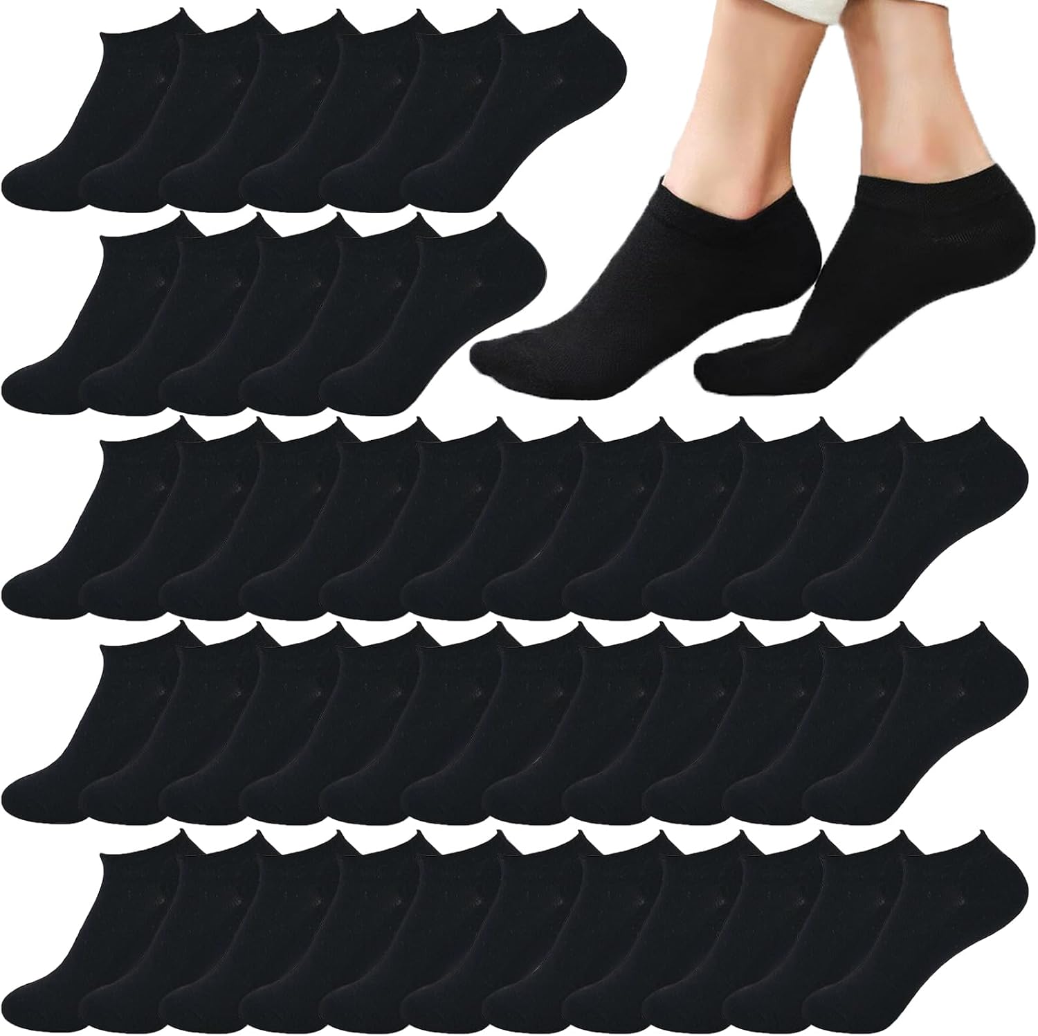 12-30 Pairs Low Cut Ankle Socks for Women No Show Casual Breathable Athletic Socks Bulk for Sport
