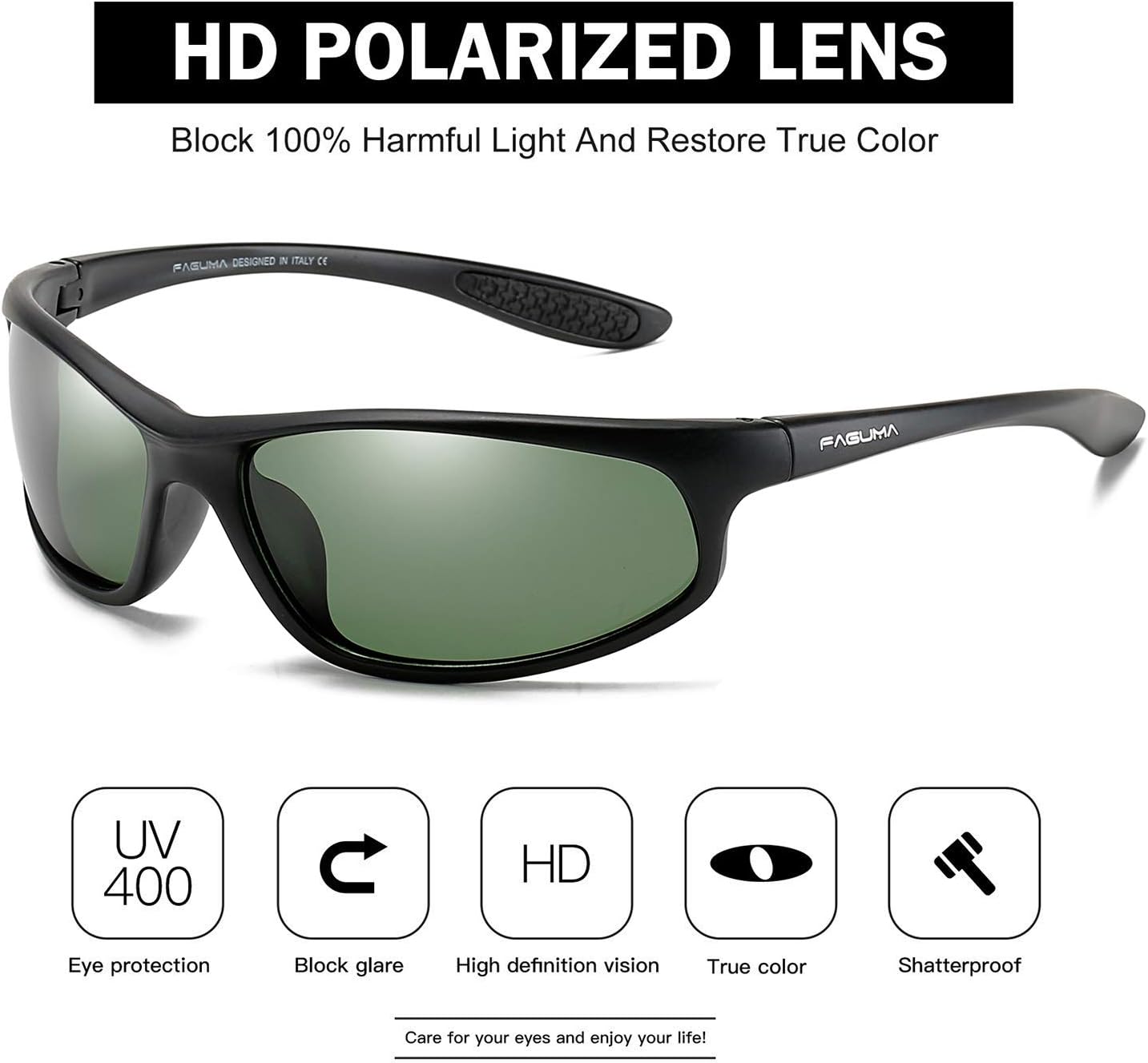 FAGUMA Polarized Sports Sunglasses For Men UV400 Protection
