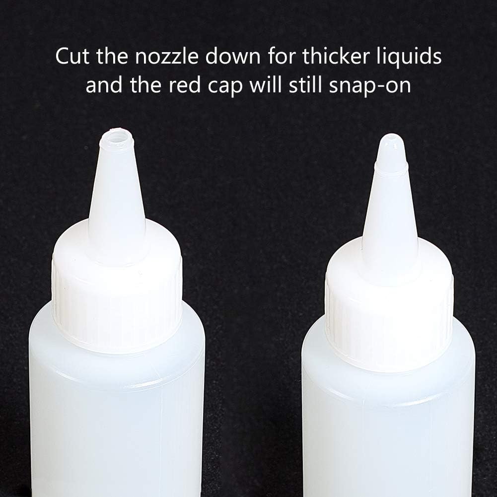BENECREAT 20 Pack 2oz Plastic Squeeze Dispensing Bottles with Red Tip Caps - Good For Crafts, Art, Glue, Multi Purpose