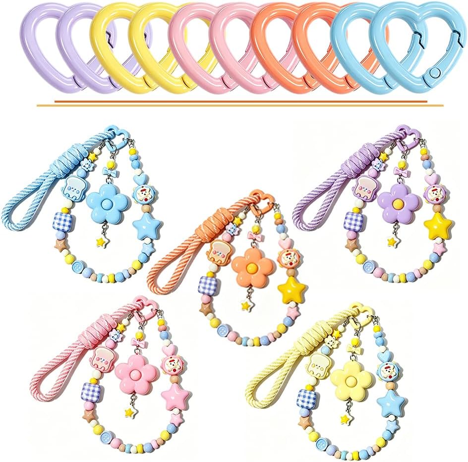 40PCS Carabiner Keyring Clips Metal Keychain Key Chain Rings 4 Shapes, Colorful Spring Snap Hooks for DIY Keychains Accessory Bag Charm Purses Making