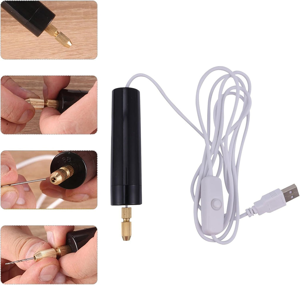 Veemoon 115 Pcs USB Charging Mini Electric Drill Cordless Rotary Tool for Crafts and Small Repairs with Multi-accessories Lightweight Handheld Design