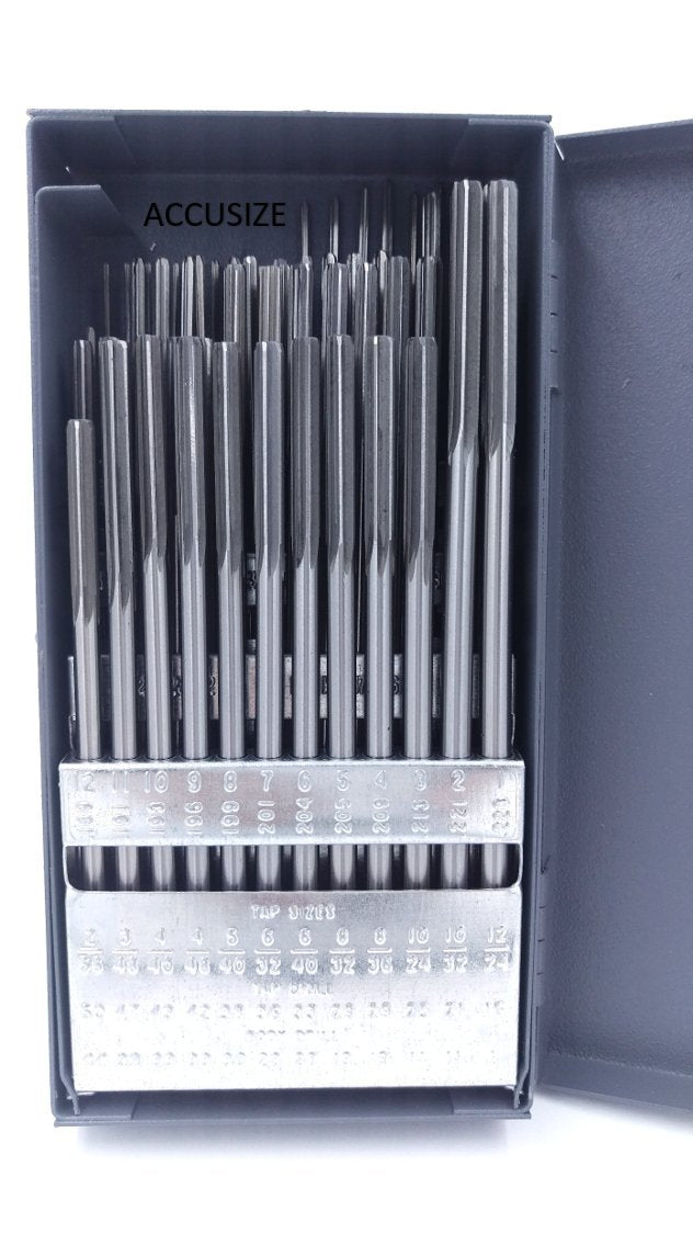 Accusize Industrial Tools 60 Pcs No.1 to No.60 Hss Ansi Chucking Reamer Set in Huot USA Index Metal Box, 5500-Sk00