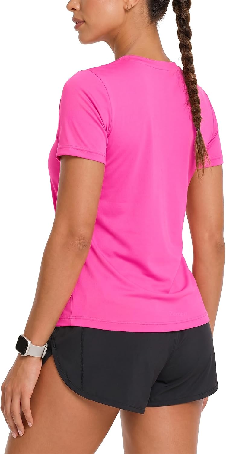 Zengjo Women's Short Sleeve Running Shirts Quick Dry Athletic Workout Tee